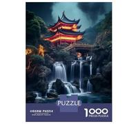 Rompecabezas para Adultos De 1000 Piezas Temple Waterfall in Japan Rompecabezas para Adultos Juego De Ingenio para La Diversión Familiar Actividades Divertidas En Casa, 38x26cm/1000pcs