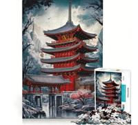 Rompecabezas para Adultos de 1000 Piezas Templo Rojo Juegos relajantes Entrena tu Cerebro y Tus Manos cumpleaños y Navidad 38x26cm
