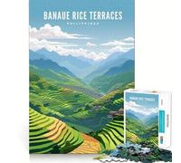 Rompecabezas para Adultos de 1000 Piezas Terrazas de arroz de Banaue Diseño de Corte Fino Entrenamiento Mental Diversión Tiempo Libre Diversión Cumpleaños Arte Juego (50x75cm)