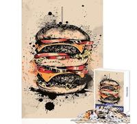 Rompecabezas para Adultos de 1000 Piezas The Miam Burger Pintura Juguetes de Bricolaje Regalo de cumpleaños Juegos de relajación con Piezas Totalmente entrelazadas de Formas aleatorias tamaño 38x52cm