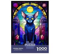 Rompecabezas para Adultos De 1000 Piezas The Sphynx Cat Blue Staine Rompecabezas para Adolescentes Juguetes Antiestrés Desafío Difícil Cumpleaños 38x26cm/1000pcs