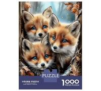 Rompecabezas para Adultos De 1000 Piezas Three Fox Cubs in Winter Forest Rompecabezas Antiestrés Juguetes Divertidos Y Humorísticos Actividades Divertidas En Casa, 52x38cm/1000pcs