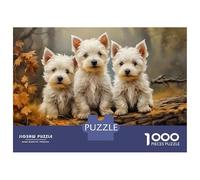 Rompecabezas para Adultos De 1000 Piezas Three West Highland White Terrier Puppies Rompecabezas Antiestrés Juguetes Divertidos Y Humorísticos Actividades Divertidas En Casa, 38x26cm/1000pcs
