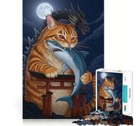 Rompecabezas para Adultos de 1000 Piezas Tiburón Mordiendo a Catzilla,Piezas de Corte preciso,Juguete Divertido para Resolver Problemas,Tiempo Libre,decoración de cumpleaños,Regalo (38x52cm)