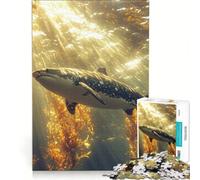 Rompecabezas para Adultos de 1000 Piezas Tiburón Nadando en un Bosque de Algas Juguetes antiestrés decoración Perfecta Regalos de cumpleaños 38x52cm