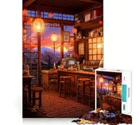 Rompecabezas para Adultos de 1000 Piezas Tienda de Ramen acogedora Corte píxeles Diversión,desafío Inteligente,Juego Tranquilo,Divertido,Regalo de Arte navideño (38x52cm)