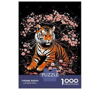 Rompecabezas para Adultos De 1000 Piezas Tiger and Sakura Rompecabezas para Adultos Juego Práctico Corte De Precisión 38x26cm/1000pcs