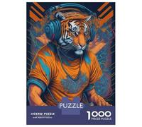 Rompecabezas para Adultos De 1000 Piezas Tiger DJ Headphones Music Poster Rompecabezas para Adolescentes Juguetes De Bricolaje Corte De Precisión Difícil Y Desafiante 52x38cm/1000pcs