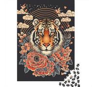 Rompecabezas para Adultos De 1000 Piezas Tiger Floral Art Print Rompecabezas para Adultos Juego Práctico Corte De Precisión 52x38cm/1000pcs