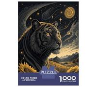 Rompecabezas para Adultos De 1000 Piezas Tiger in A Starry Sunflower Field Rompecabezas para Adultos Juego De Ingenio Regalos para Mujeres 38x26cm/1000pcs