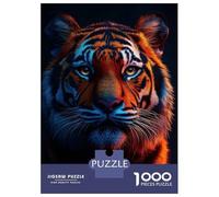 Rompecabezas para Adultos De 1000 Piezas Tiger Portrait with Neon Lighting Rompecabezas para Adultos Juguetes Antiestrés Aliviador del Estrés Regalos De Cumpleaños Y Únicos 52x38cm/1000pcs