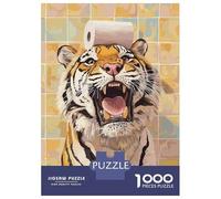 Rompecabezas para Adultos De 1000 Piezas Tiger with Toilet Paper on Head Poster, Picture, Metal Print, Paint by Logan Reed Rompecabezas para Adultos Juguetes Antiestrés Difícil Difícil