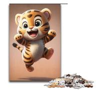 Rompecabezas para Adultos de 1000 Piezas Tigre bebé saltarín Cada Pieza es única Un desafío Divertido para Toda la Familia 75x50cm