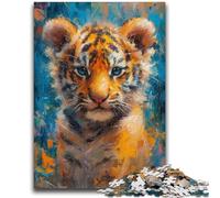 Rompecabezas para Adultos de 1000 Piezas: Tigre bebé Sonriente Juego desafiante para Jugar en Familia Toda la Familia 26x38cm