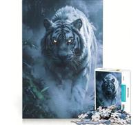 Rompecabezas para Adultos de 1000 Piezas Tigre Blanco en la Niebla Juegos Familiares interacción Entre Padres e Hijos Regalos para Amigos y Familiares 38x52cm