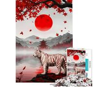 Rompecabezas para Adultos de 1000 Piezas Tigre Blanco en Paisaje japonés Juego Educativo Juguetes didácticos Excelentes Regalos y Juguetes para Toda la Familia (tamaño 38x52cm)