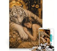 Rompecabezas para Adultos de 1000 Piezas Tigre Blanco Guardián Eterno Juegos relajantes para ejercitar la Mente y Las Manos cumpleaños 50x75cm