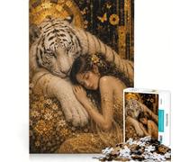 Rompecabezas para Adultos de 1000 Piezas Tigre Blanco Guardián Eterno Juguetes antiestrés Ideal para la interacción Entre Padres e Hijos cumpleaños 38x52cm