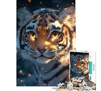 Rompecabezas para Adultos de 1000 Piezas Tigre con Ojos Dorados Diversión para Realizar en casa Juego práctico de Montaje de Patrones para Mayores de 14 años 38x26cm