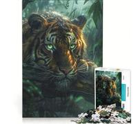 Rompecabezas para Adultos de 1000 Piezas Tigre de la Selva Tropical decoración de Pared Juguete para la interacción Entre Padres e Hijos cumpleaños 38x52cm