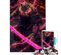 Rompecabezas para Adultos de 1000 Piezas Tigre Guerrero samurái Animal Rompecabezas práctico para Adultos Decoración Perfecta cumpleaños y Navidad (Tamaño 38x26cm)