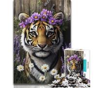 Rompecabezas para Adultos de 1000 Piezas, Tigre Lavanda, Ayuda a ejercitar el Cerebro, Juguetes adictivos para Cultivar la Paciencia, colección de Artistas, Bellas Artes, 38x26cm