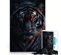 Rompecabezas para Adultos de 1000 Piezas Tigre Negro con Ojos de Fuego Diseño artístico de Encaje Perfecto Regalo Ideal para Jugar a concentrarse,para Relajarse o como Regalo de cumpleaños 38x26cm