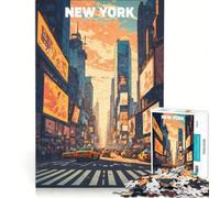 Rompecabezas para Adultos de 1000 Piezas: Times Square a la Hora Dorada, Juegos Familiares, Ideal para Reducir el estrés, colección de Artistas, Bellas Artes 38x26cm