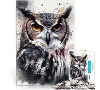 Rompecabezas para Adultos de 1000 Piezas Tinta Negra Owl Beauty Competición de Velocidad de Manos Mejorar el Amor Entre Parejas 52x38cm