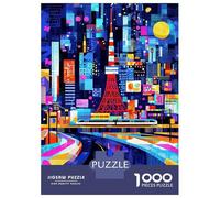 Rompecabezas para Adultos De 1000 Piezas Tokyo Neon Glow - Colorful Geometric Cityscape Rompecabezas para Adultos Juego Práctico Corte De Precisión 70x50cm/1000pcs