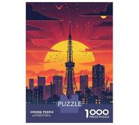 Rompecabezas para Adultos De 1000 Piezas Tokyo Sunset Tower Rompecabezas para Adultos Juguete Decoración De Pared Mejora La Memoria Cumpleaños 52x38cm/1000pcs