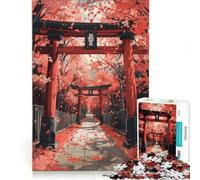 Rompecabezas para Adultos de 1000 Piezas Torii bajo cerezos en Flor Un Juego práctico Divertido y con Humor Ideal para Decorar el Escritorio 38x52cm