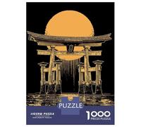 Rompecabezas para Adultos De 1000 Piezas Torii Gate with Rising Sun Illustration Rompecabezas para Adultos Juguetes Antiestrés Decoración del Hogar Juego Desafiante Regalos 52x38cm/1000pcs