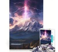 Rompecabezas para Adultos de 1000 Piezas Tormenta eléctrica en la montaña Juguetes para armar para la diversión Familiar con Piezas de Formas aleatorias Que encajan Perfectamente 50x75cm