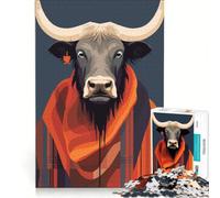 Rompecabezas para Adultos de 1000 Piezas: Toro con Bufanda Juego práctico Que fomenta el análisis y la lógica Regalo Ideal para Amigos y Familiares 38x26cm