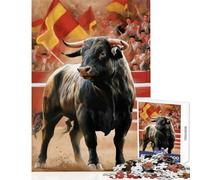 Rompecabezas para Adultos de 1000 Piezas Toro desafiante de Corrida Juguete para decoración de Pared Regalo Divertido Juegos educativos con Piezas de Forma aleatoria Totalmente entrelazadas 38x26cm