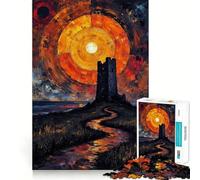Rompecabezas para Adultos de 1000 Piezas Torre bajo un Cuerpo Celeste, Pintura, Bordes impecables, Divertido Juego de concentración Mental, Juego Tranquilo, decoración navideña, Regalo (38x52cm)