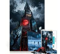 Rompecabezas para Adultos de 1000 Piezas Torre de paisajes enmarcados bajo un Cielo tormentoso Corte Premium diversión lógica Juguete Divertido Tiempo de Juego fácil Arte de Pared navideño (38x26cm)