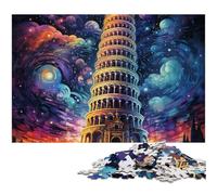 Rompecabezas para Adultos de 1000 Piezas Torre de Pisa psicodélica de Noche Ideal para Decorar el hogar (tamaño 38 x 26 cm)