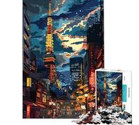 Rompecabezas para Adultos de 1000 Piezas Torre de Tokio de Noche Rompecabezas para Adultos Juego Familiar Una Obra de Arte Un Gran Regalo para los Amantes de los Juegos (tamaño 38x52cm)