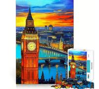 Rompecabezas para Adultos de 1000 Piezas,Torre del Big Ben,Encaje, Arte,Juego Mental,Regalo,Juego Lento,Regalo de Arte navideño (38x52cm)