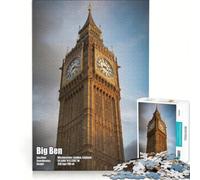 Rompecabezas para Adultos de 1000 Piezas: Torre del Reloj Big Ben, Juego de ingenio, antiestrés, Lista de Deseos con Papá Noel 38x52cm