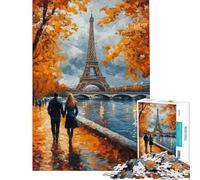 Rompecabezas para Adultos de 1000 Piezas Torre Eiffel - Paseo otoñal Rompecabezas Relajante para Adultos Juegos para divertirse en Familia cumpleaños (tamaño 38x26cm)