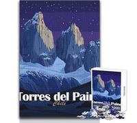 Rompecabezas para Adultos de 1000 Piezas, Torres del Paine, Chile, Paisaje Nocturno, Juego desafiante, Juguetes para decoración del hogar, Juguetes antiestrés, tamaño 38x26cm