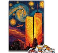 Rompecabezas para Adultos de 1000 Piezas, Torres Gemelas bajo el Cielo Nocturno, Rompecabezas para Adolescentes, un desafío difícil para aliviar el estrés, Regalo de Amigo Secreto (50x75cm)