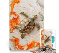 Rompecabezas para Adultos de 1000 Piezas Tortuga sobre mármol, Piezas de Ajuste preciso, Juego de lógica, diversión acogedora, Regalo de cumpleaños (50x75cm)