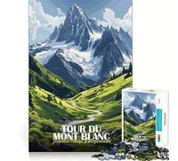 Rompecabezas para Adultos de 1000 Piezas Tour del Mont Blanc, Paisaje artístico, Corte preciso, Divertido Juego de ingenio, Tiempo de Ocio, Actividad de cumpleaños (38x52cm)