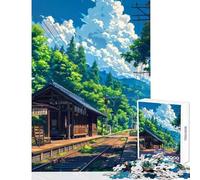 Rompecabezas para Adultos de 1000 Piezas Tren de estación del Bosque Juego Educativo desafío difícil Juguete Decorativo para la Pared Que fomenta el Amor Entre Parejas (26x38cm)