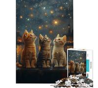 Rompecabezas para Adultos de 1000 Piezas Tres Gatitos Mirando Las Estrellas Juego Educativo desafío Juguete Juegos Familiares desafío difícil Ideas para Regalos (tamaño 50x75cm)
