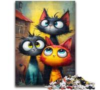 Rompecabezas para Adultos de 1000 Piezas: Tres Gatos Que ayudan al Cerebro a ejercitarlo Juguetes adictivos para Cultivar la Paciencia Colección de Artistas, Bellas Artes 50x75cm